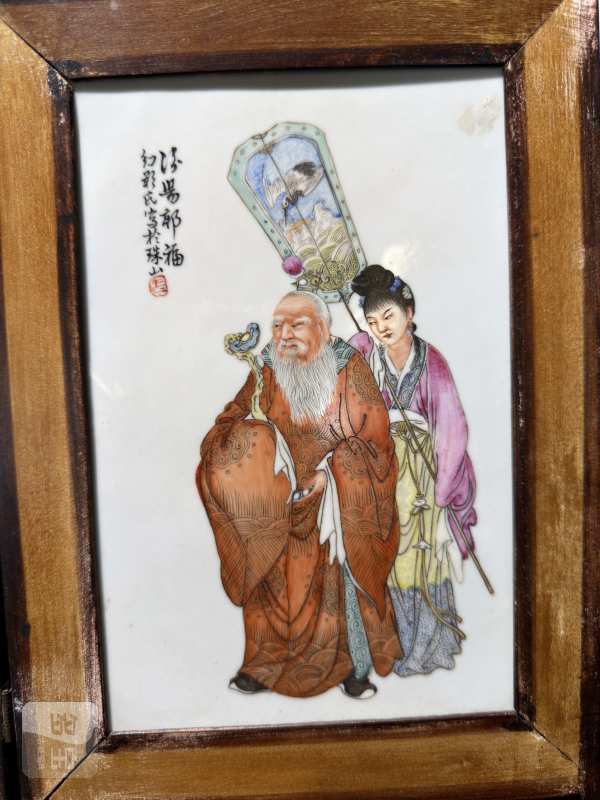 民国 粉彩人物瓷板 - 图4
